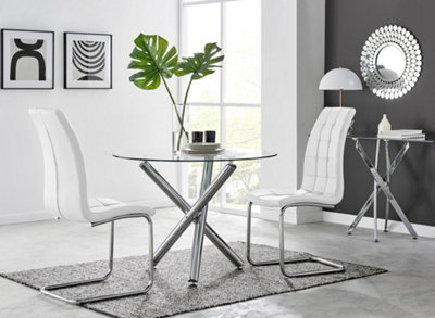 Furniturebox Uk Selina Round Dining Table And 2 Murano Chairs White