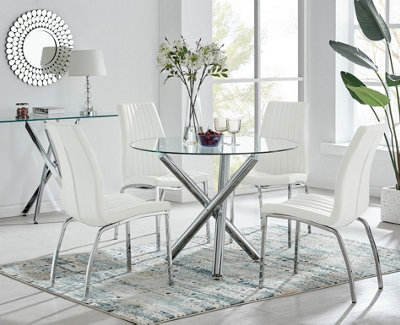B&Q -  Uk Selina Round Dining Table And 4 White Isco Chairs