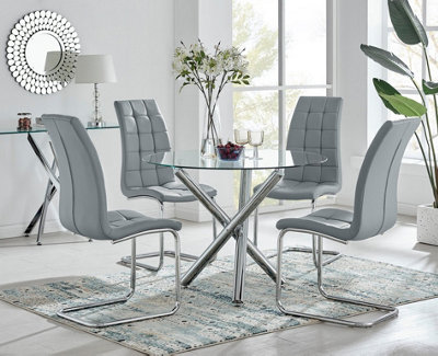 B&Q -  Uk Selina Round Dining Table And 4 Grey Murano Chairs