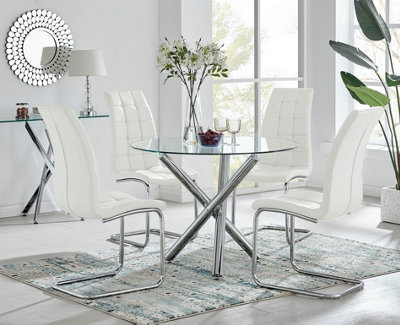 B&Q -  Uk Selina Round Dining Table And 4 White Murano Chairs
