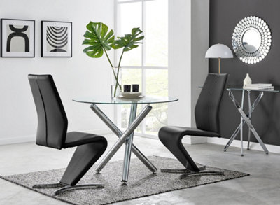 B&Q -  Uk Selina Round Dining Table And 2 Black Willow Chairs