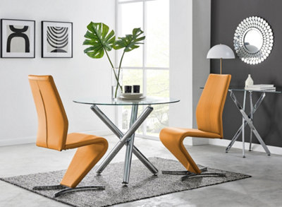 B&Q -  Uk Selina Round Dining Table And 2 Mustard Willow Chairs