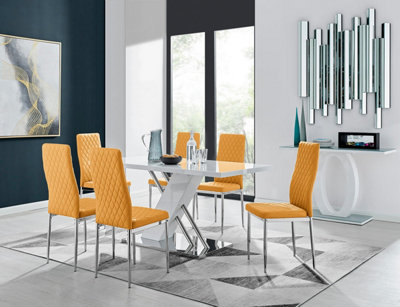 Furniturebox Uk Sorrento White High Gloss And Chrome Dining Table And 6 Mustard Milan Dining Chairs from B&Q