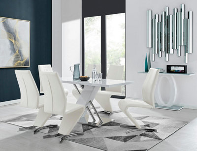 Furniturebox Uk Sorrento White High Gloss And Chrome Dining Table And 6 White Willow Dining Chairs from B&Q