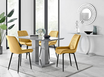 Furniturebox Uk Imperia 4 Grey Dining Table And 4 Mustard Pesaro Black Leg Chairs from B&Q