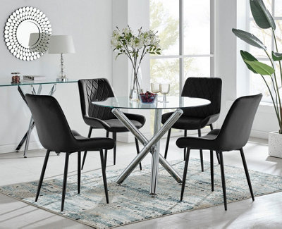 B&Q -  Uk Selina Round Dining Table And 4 Black Pesaro Black Leg Chairs