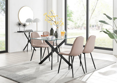 Furniturebox Uk Leonardo Black Leg Glass Dining Table & 4 Cappuccino Corona Black Leg Chairs from B&Q