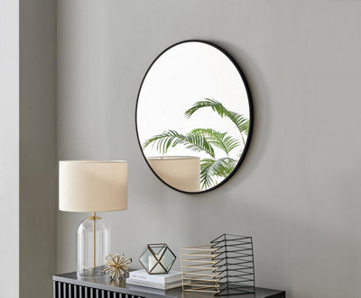 Furniturebox Uk Emma 80Cm Round Black Frame Wall Mirror from B&Q