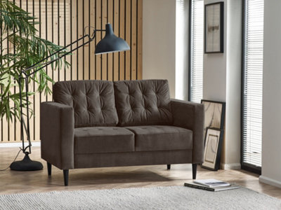Furniturebox Jenna 2 Seater Mink Velvet Sofa With Solid Wood Frame Grey