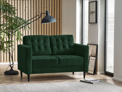 Furniturebox Jenna 2 Seater Emerald Velvet Sofa With Solid Wood Frame Green