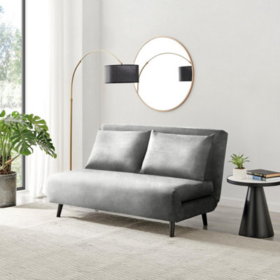 B&Q -  Uk Sofa Bed'bobby' Grey Fabric 2 Seat Sofa Unfolds Into SingleFold Out Bed Guest Bed Guest Furniture