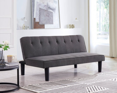 Home Detail Layla 3 Seater Sofa Bed Charcoal Grey Fabric Clic Clac Sofabed Tufted Back from B&Q