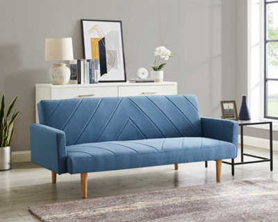 Home Detail Ryan 3 Seater Fabric Chevron Design Wooden Leg Frame Clic-Clac SofabedBlue from B&Q