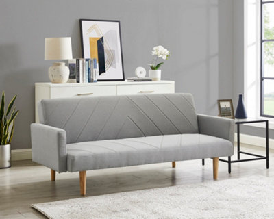 Home Detail Ryan 3 Seater Fabric Chevron Design Wooden Leg Frame Clic-Clac SofabedLight Grey from B&Q