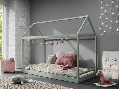 Home Detail Taylor Kids Wooden Bed Single HousePastel Green from B&Q