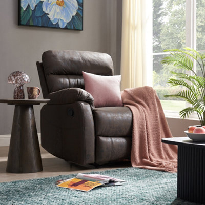 Home Detail Maxwell Sofa Suite Armchair Manual Recliner Air Leather PaddedBrown from B&Q