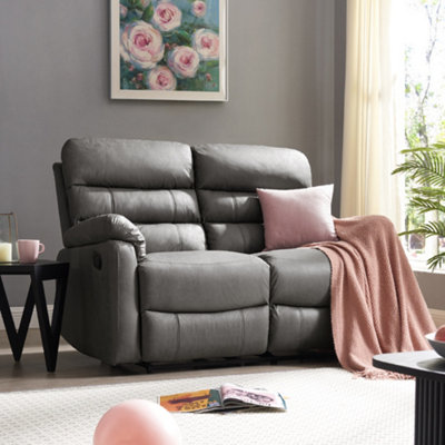 Home Detail Maxwell Sofa Suite 2 Seater Manual Recliner Air Leather PaddedGrey from B&Q
