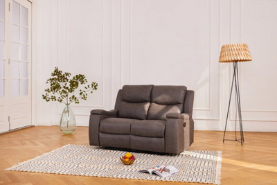Home Detail Collins Sofa Suite 2 Seater Manual Recliner Pu Faux Leather Grey