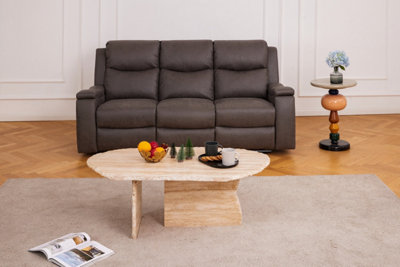 Home Detail Collins Sofa Suite 3 Seater Manual Recliner Grey Pu Faux Leather from B&Q
