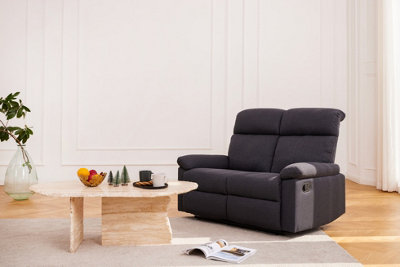 Home Detail Brody Sofa Suite 2 Seater Manual Recliner Dark Grey Padded Fabric from B&Q
