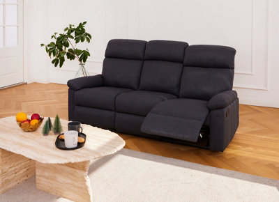 Home Detail Brody Sofa Suite 3 Seater Manual Recliner Dark Grey Padded Fabric from B&Q