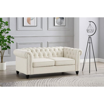 Home Detail Chester 2 Seater SofaCream Velvet from B&Q