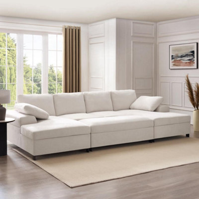B&Q -  Daniel Large U-Shaped Sofa With Storage FootstoolCream Linen