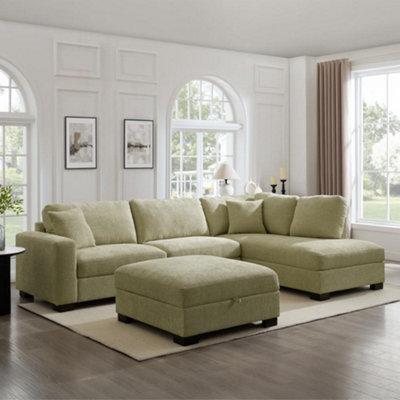 Home Detail Tate Right-Hand Facing Corner Sofa With Storage FootstoolCream Teddy Jumbo Cord from B&Q