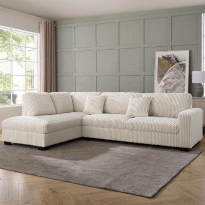 Home Detail Tate Left-Hand Facing Corner SofaCream Teddy Jumbo Cord from B&Q