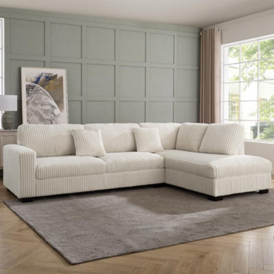 Home Detail Tate Right-Hand Facing Corner SofaCream Teddy Jumbo Cord from B&Q