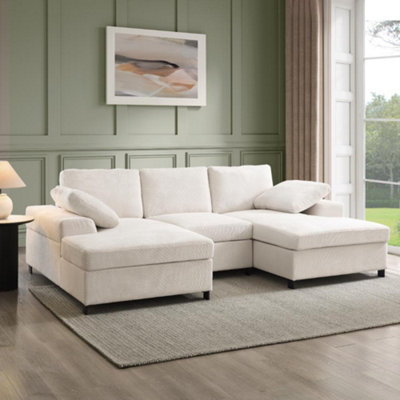 B&Q -  Daniel Small U-Shaped SofaCream Linen