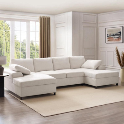 B&Q -  Daniel Large U-Shaped SofaCream Linen