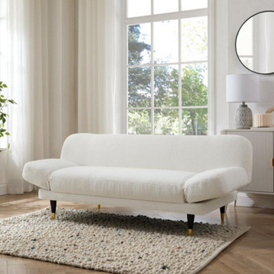 Home Detail Silas Clic-Clac Sofa Bed With Wooden Metal-Tipped LegsWhite Boucle from B&Q