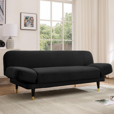 Home Detail Silas Clic-Clac Sofa Bed With Wooden Metal-Tipped LegsBlack Velvet from B&Q