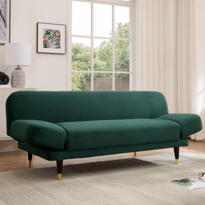 Home Detail Silas Clic-Clac Sofa Bed With Wooden Metal-Tipped LegsGreen Velvet from B&Q
