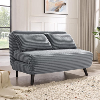 Home Detail Cornflower Double Sofa BedGrey Jumbo Teddy Cord from B&Q