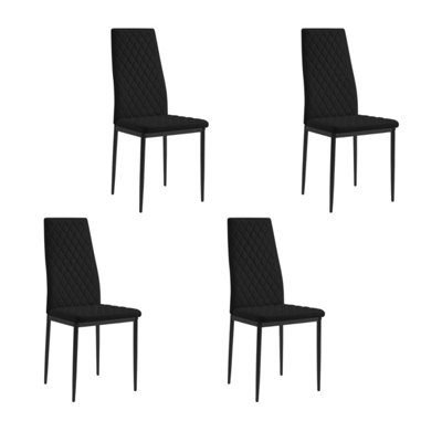 B&Q -  Sona Faux Leather Dining Chair Set Of 4Black With Black Legs