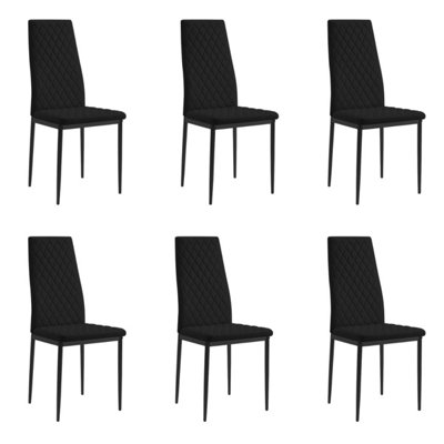 B&Q -  Sona Faux Leather Dining Chair Set Of 6Black With Black Legs