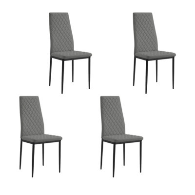 B&Q -  Sona Faux Leather Dining Chair Set Of 4Grey With Black Legs