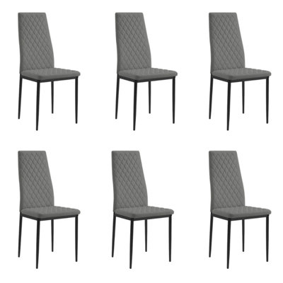 B&Q -  Sona Faux Leather Dining Chair Set Of 6Grey With Black Legs