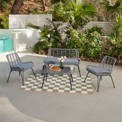 Home Detail Pampas Wicker Garden Lounge SetGrey from B&Q