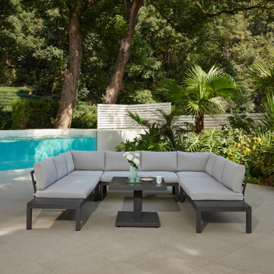 Home Detail Bahia U-Shape Garden Set With Rising TableDark Grey from B&Q