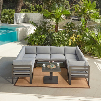 Home Detail Faro U-Shape Garden Set With Rising TableDark Grey from B&Q