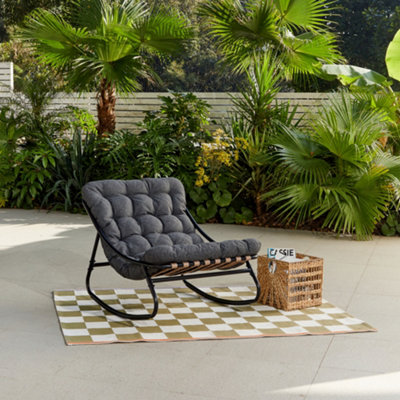 Home Detail Marbella Black Rocking ChairDark Grey Cushions from B&Q