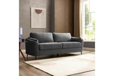 Home Detail Jack 3 Seater Sofa With Metal LegsDark Grey Boucle Fabric from B&Q