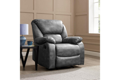 Home Detail Enoch 1 Seater Recliner ArmchairDark Grey Faux Leather from B&Q