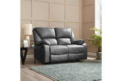 Home Detail Enoch 2 Seater Recliner SofaDark Grey Faux Leather from B&Q