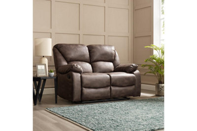 Home Detail Enoch 2 Seater Recliner SofaDark Brown Faux Leather from B&Q