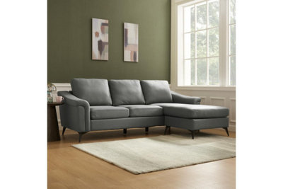 Home Detail Emma 3 Seater Sofa With ChaiseGrey Air Leather from B&Q