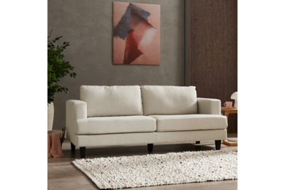 Home Detail Dale Seater Sofa, Natural Linen Fabric Size 3 B&Q